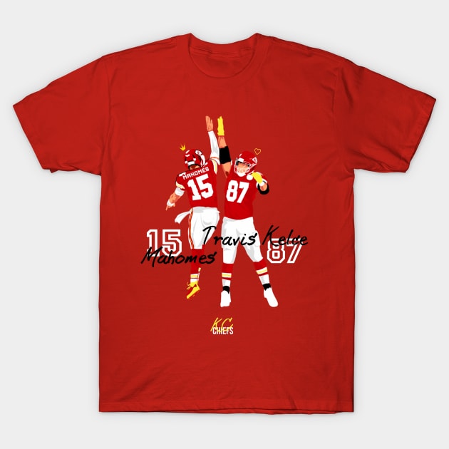 Patrick mahomes 15 x Travis Kelce 87 T-Shirt by Mic jr